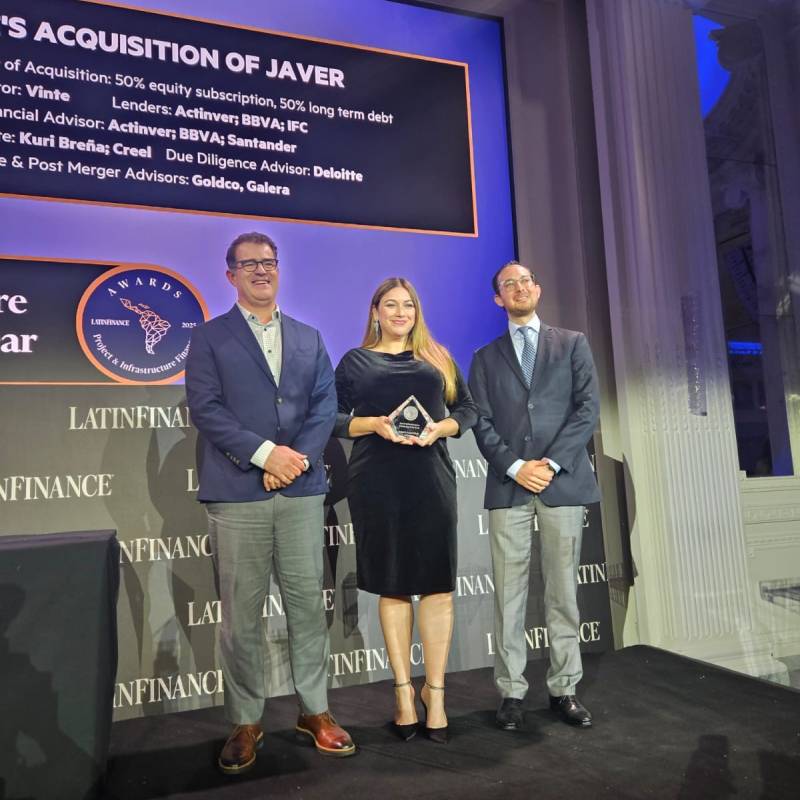 La adquisición de Javer por Vinte fue reconocida por impacto social y sólida estructura financiera.