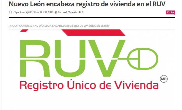 RUV reporta repunte en producción de vivienda social - RUV Nota Registro de Vivienda Avance