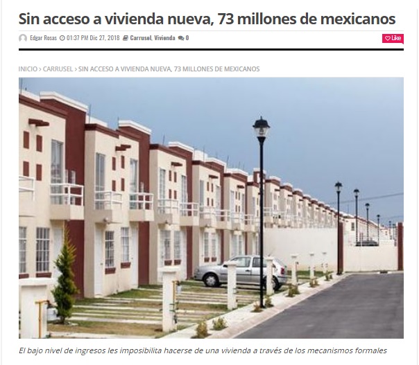 ¿Cuál es el estatus de la vivienda en México? - Sin acceso a vivienda Nota