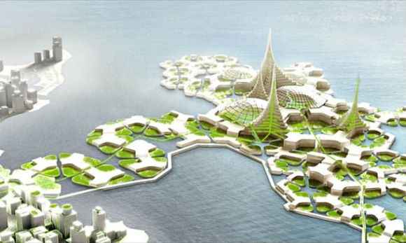 Plantean crear ciudades flotantes - ciudad flotante render