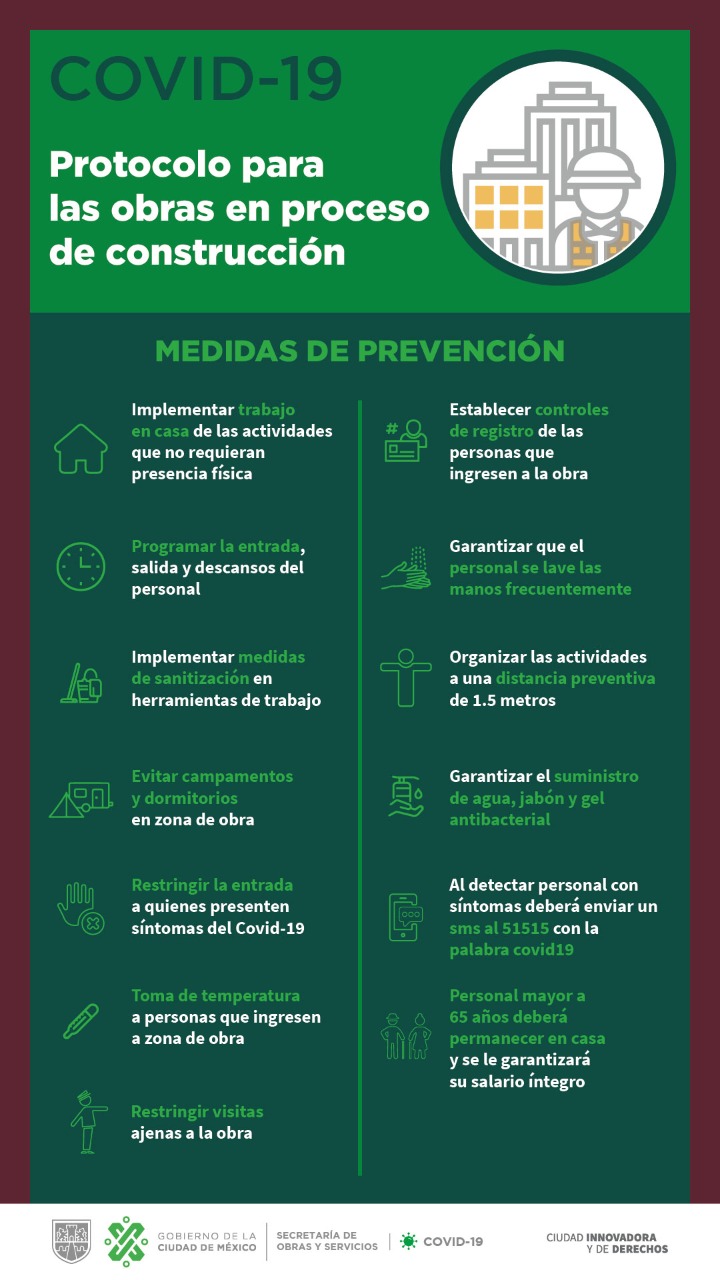 Protocolo para las obras en proceso de construcción instrumentado por el Gobierno de la Ciudad de México a través de la Secretaría de Obras y Servicios 