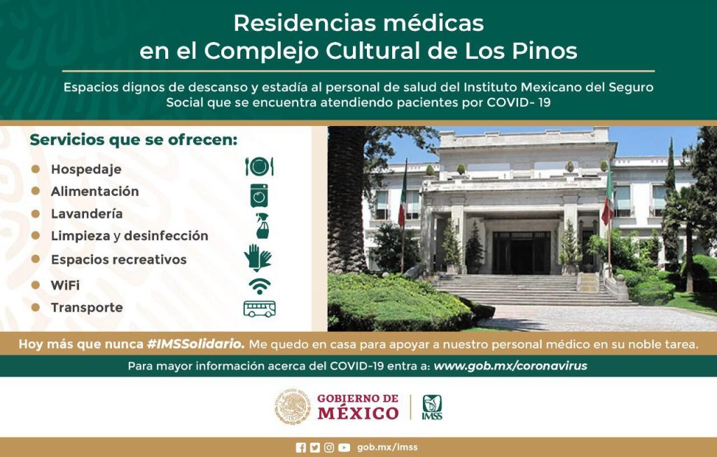 Hospedarán en Complejo Cultural Los Pinos a personal del sector salud - servicios IMSS en Los Pinos